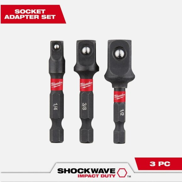 Milwaukee 48-32-5033 Power Drill Bit Extensions Shockwave Socket Adapter Set, 1/ - Picture 2 of 5